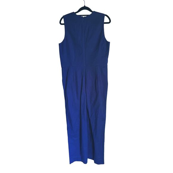 Everlane Structured Jumpsuit V-Neck Sleeveless 4 Navy Blue Career Academia Fall - Picture 9 of 9